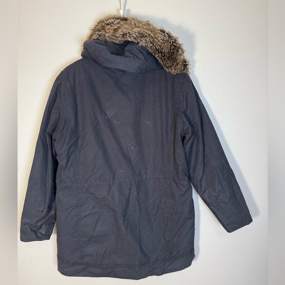 Barbour Carribena Wax Jacket US10 UK14 Black Coat Detachable Fur Fleece Lined - Picture 10 of 14